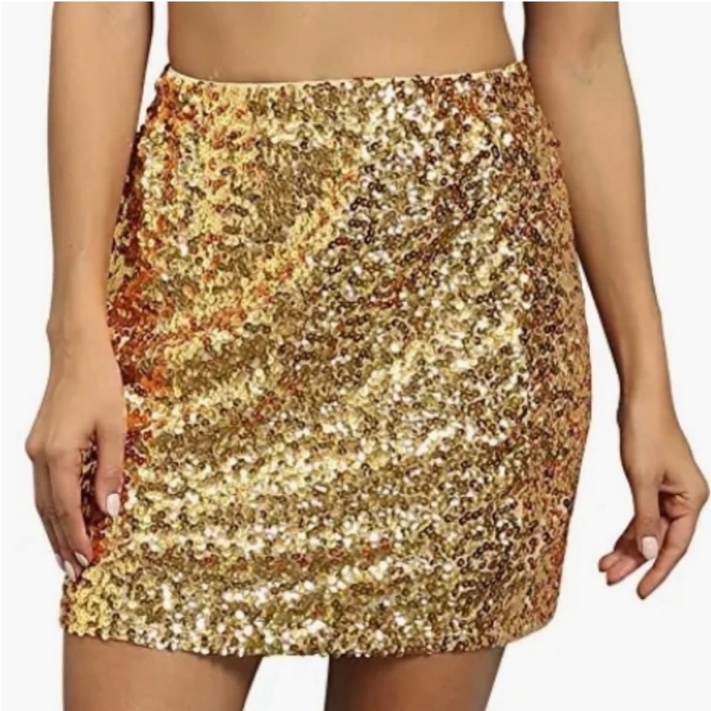 Marc New York Gold Sequin Mini Skirt